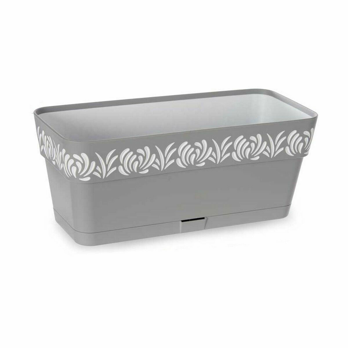 Vaso rettangolare da Balcone Stefanplast Gaia Grigio Plastica 13,3 x 12,3 x 29,3 cm (12 Unità) - Immagine 2