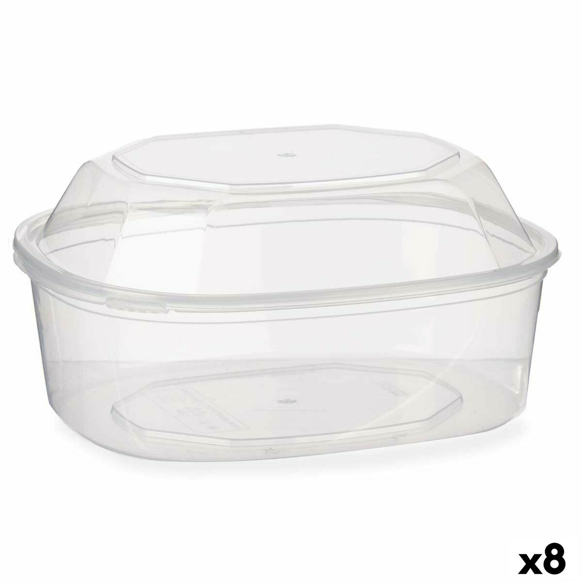 Portapranzo Rettangolare con Coperchio Leknes Trasparente polipropilene 1,5 L (8 Unità)
