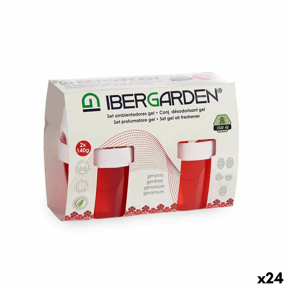 Set Deodorante per Ambienti Ibergarden Geranio Gel (24 Unità)