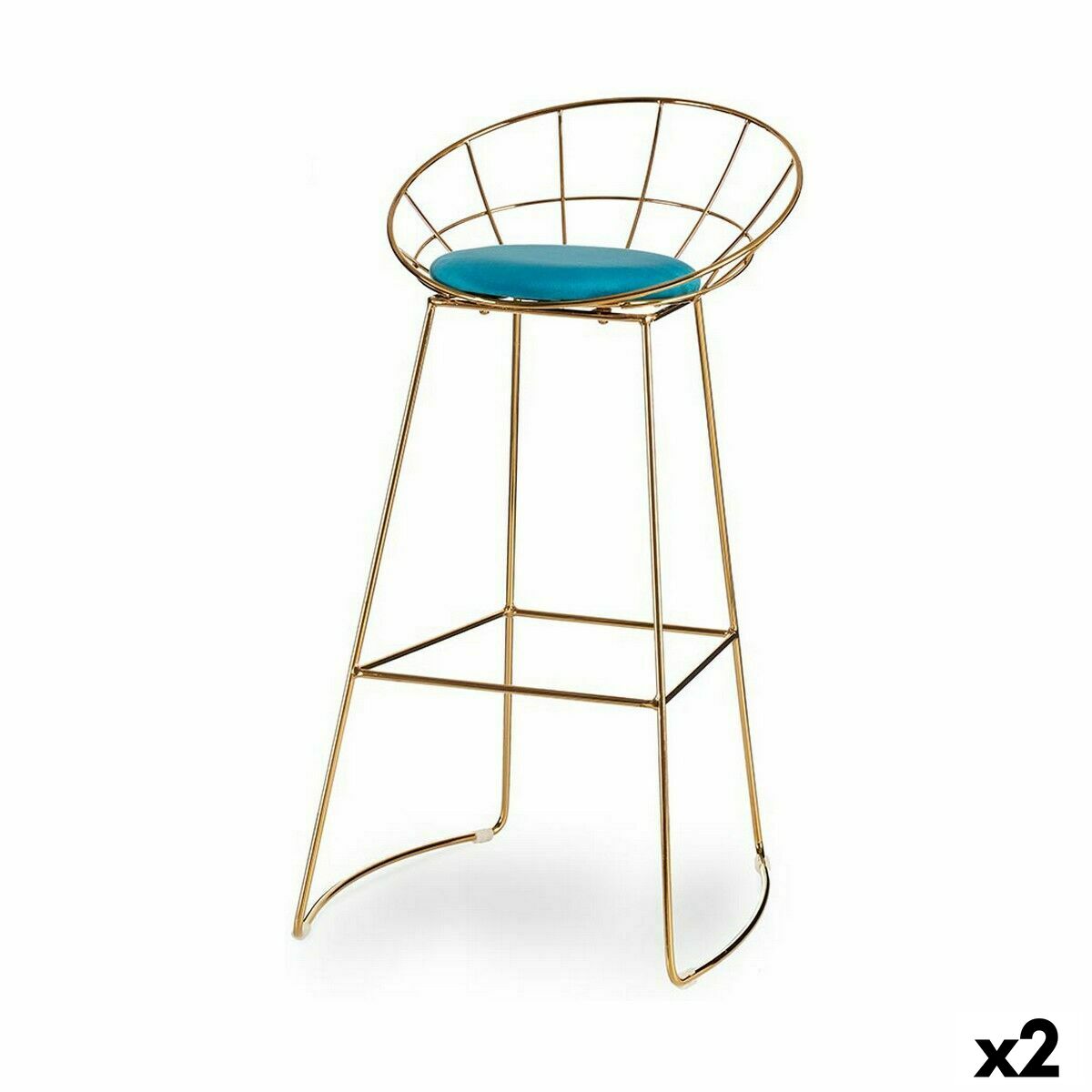 Sgabello Gift Decor Azzurro Dorato Poliestere Ferro 51 x 94 x 52 cm (2 Unità)