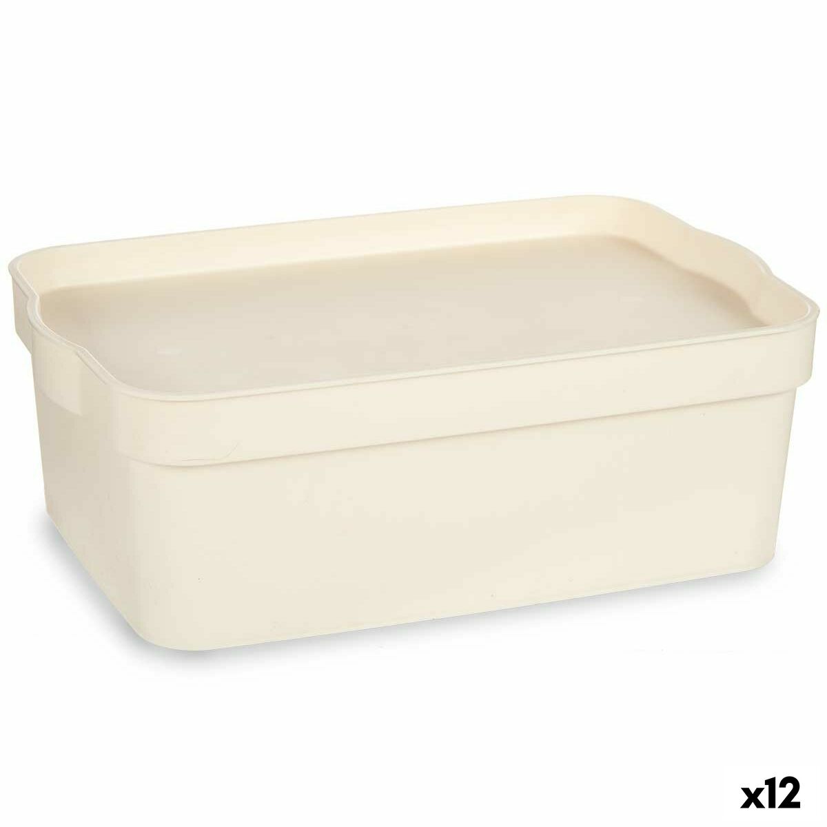 Scatola portaoggetti con coperchio Kipit Crema Plastica 6 L (12 Unità)