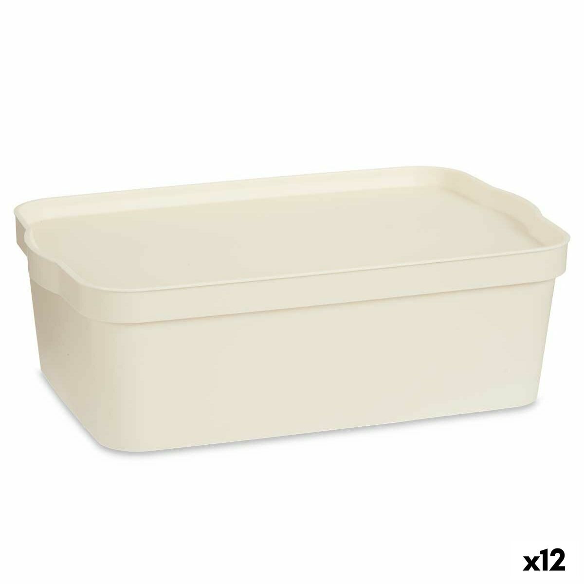 Scatola portaoggetti con coperchio Kipit Crema Plastica 14 L (12 Unità)