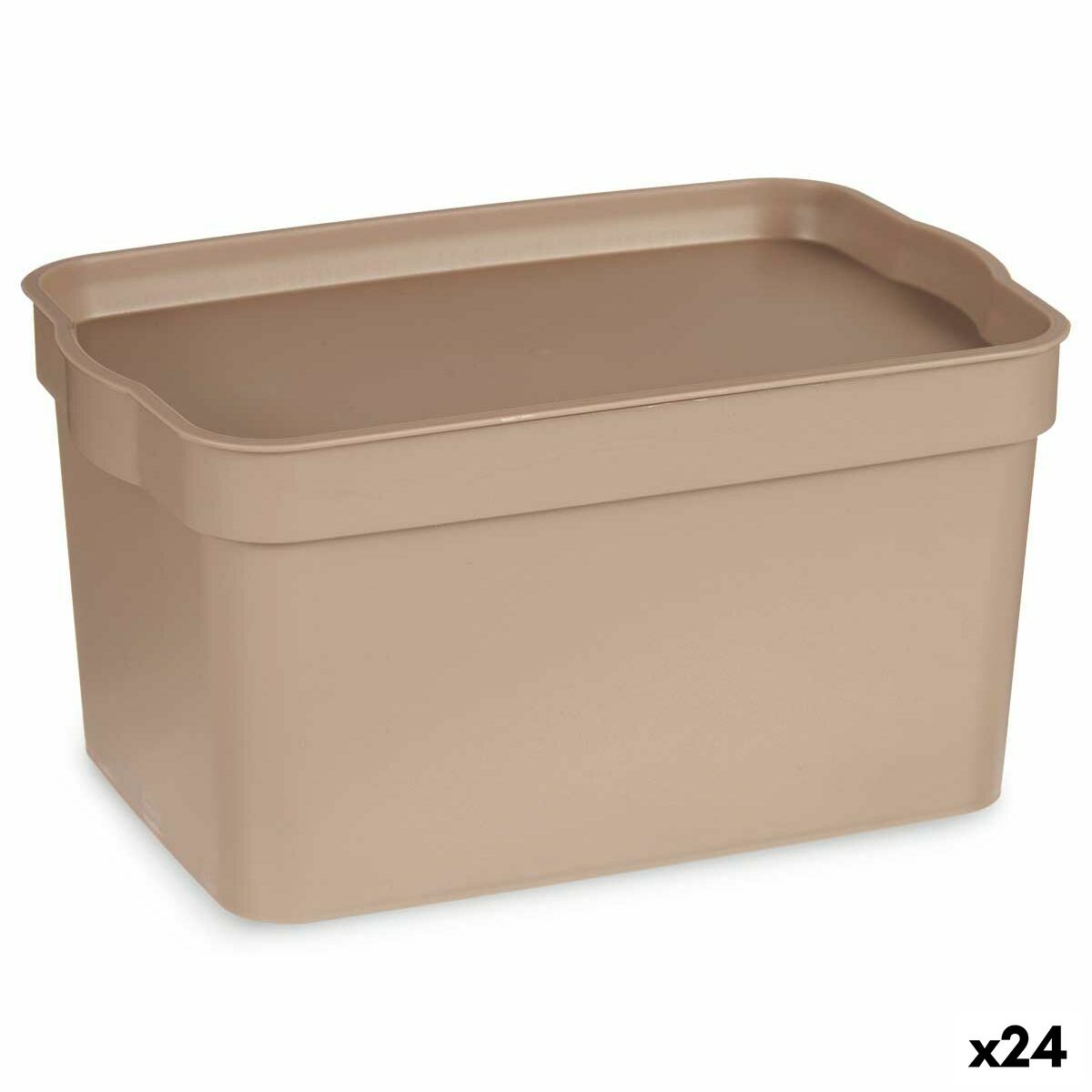 Scatola portaoggetti con coperchio Kipit Beige Plastica 2,3 L (24 Unità)