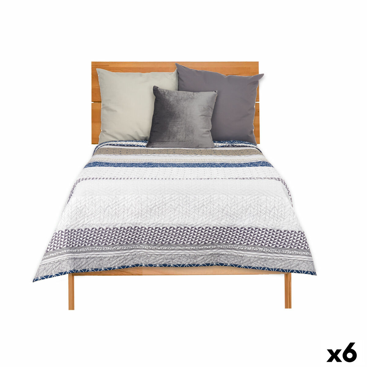 Trapunta Reversibile Gift Decor Azzurro Bianco Grigio 180 x 260 cm 260 x 0,3 x 180 cm Esagoni (6 Unità)