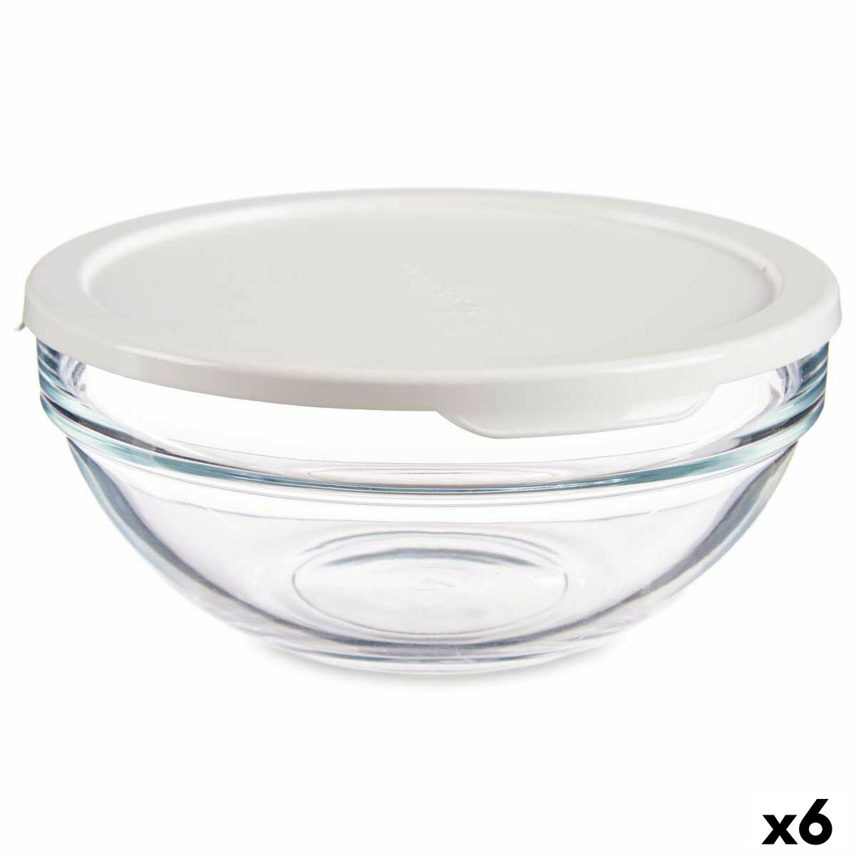 Porta Pranzo Rotondo con Coperchio Pasabahce Chefs Bianco 595 ml (6 Unità)