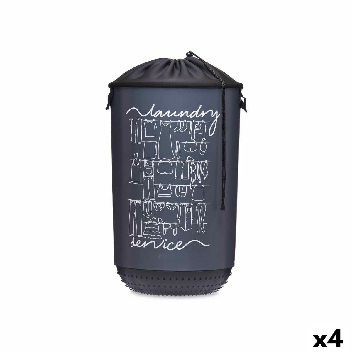 Cesto per i Panni Kipit Laundry Sevice Blu scuro Stoffa Plastica 40 L 34 x 52,5 x 34 cm (4 Unità)