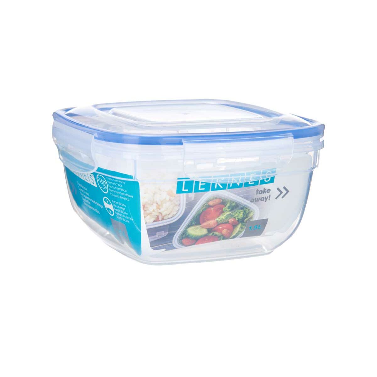 Porta pranzo Ermetico Leknes Trasparente polipropilene Quadrato 1,5 L (12 Unità) - Immagine 2