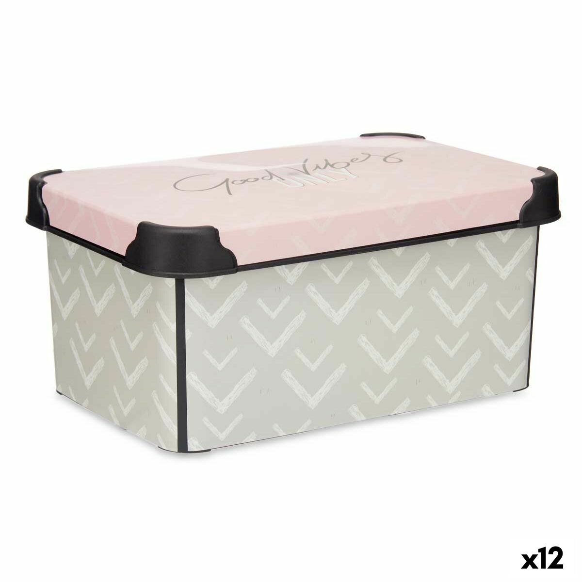 Scatola portaoggetti con coperchio Kipit Vibes Rosa Plastica Stampa Frecce 5 L (12 Unità)