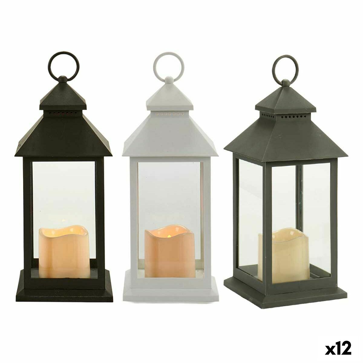 Torcia a LED Gift Decor Bianco Nero Cristallo Plastica 13,5 x 34,5 x 13,5 cm (12 Unità)