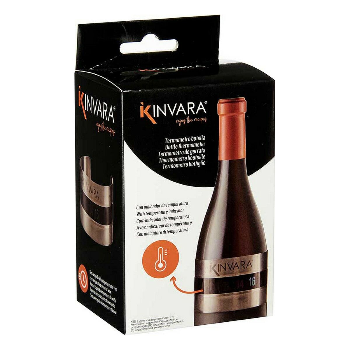 Termometro per Vino Kinvara Nero Argentato Argento Acciaio inossidabile (12 Unità) - Immagine 3