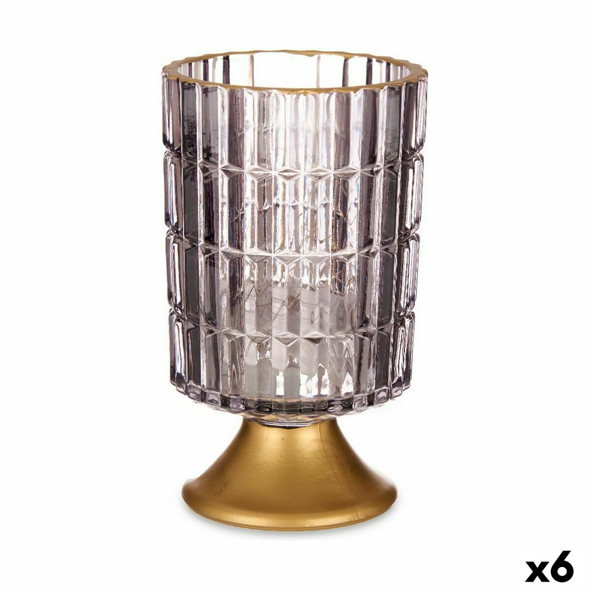 Torcia a LED Gift Decor Grigio Dorato Vetro 10,7 x 18 x 10,7 cm (6 Unità)