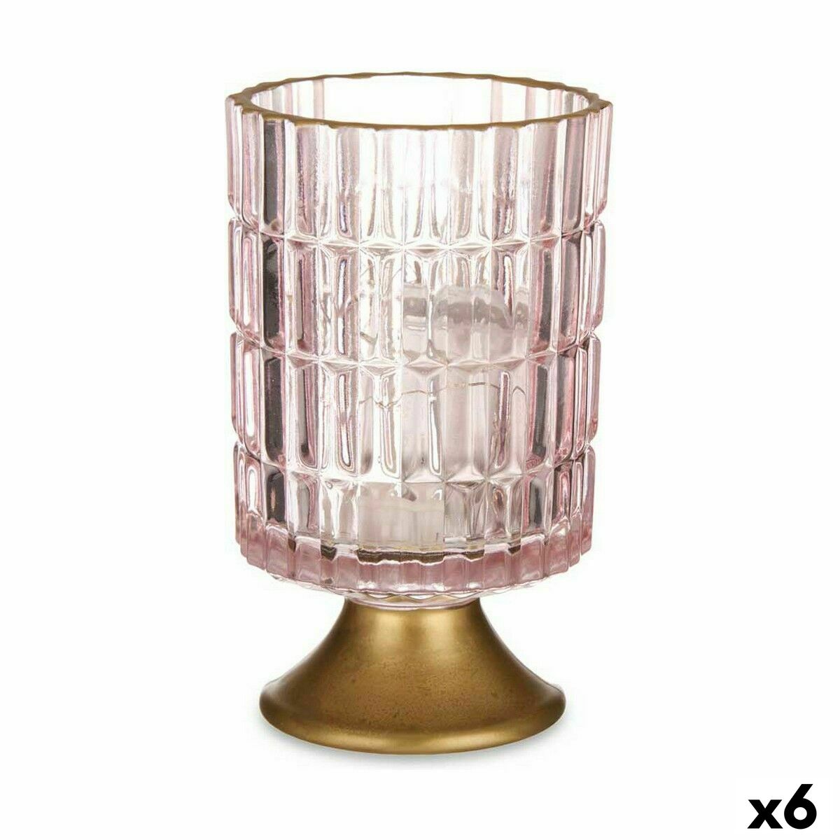 Torcia a LED Gift Decor Rosa Dorato Vetro 10,7 x 18 x 10,7 cm (6 Unità)