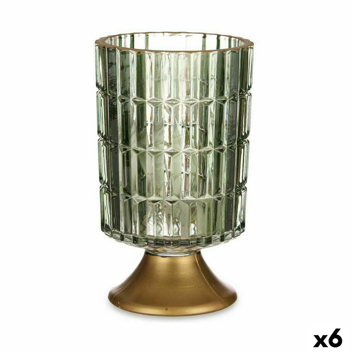 Torcia a LED Gift Decor Verde Dorato Vetro 10,7 x 18 x 10,7 cm (6 Unità)