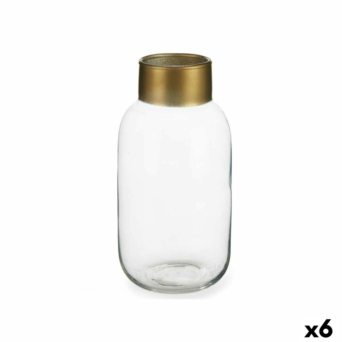 Vaso Gift Decor Trasparente Dorato Vetro 11,5 x 24 x 11,5 cm (6 Unità)