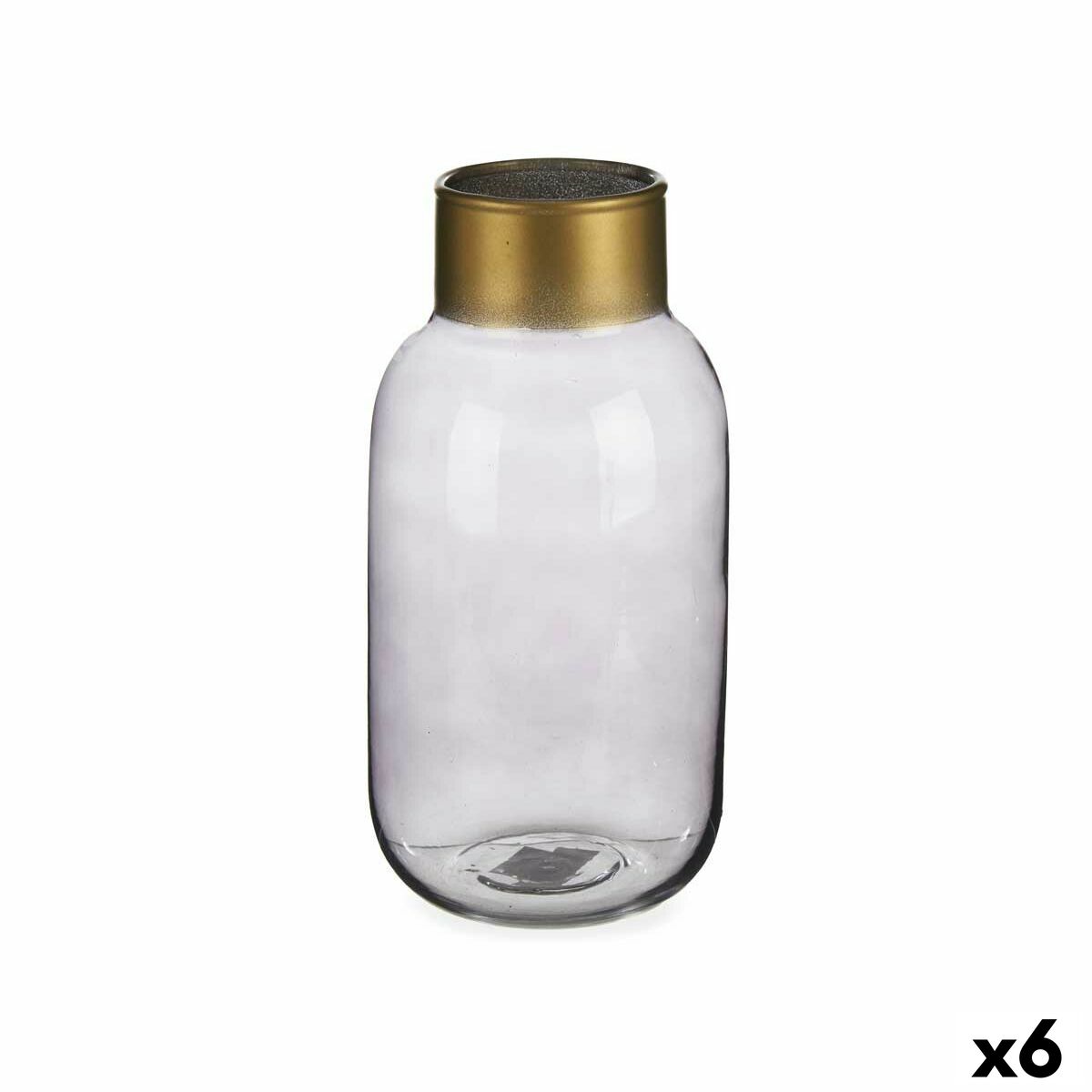 Vaso Gift Decor Grigio Dorato Vetro 11,5 x 24 x 11,5 cm (6 Unità)