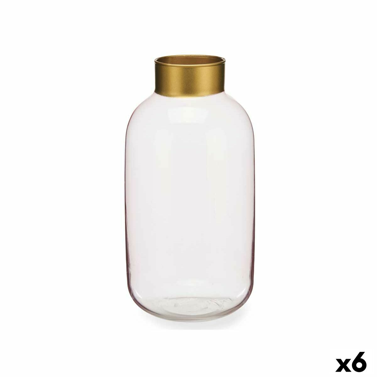 Vaso Gift Decor Rosa Dorato Vetro 14,5 x 29,5 x 14,5 cm (6 Unità)