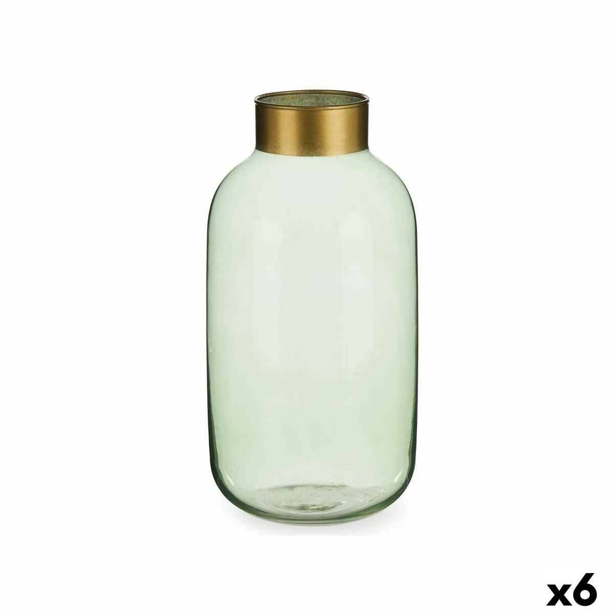 Vaso Gift Decor Verde Dorato Vetro 14,5 x 29,5 x 14,5 cm (6 Unità)