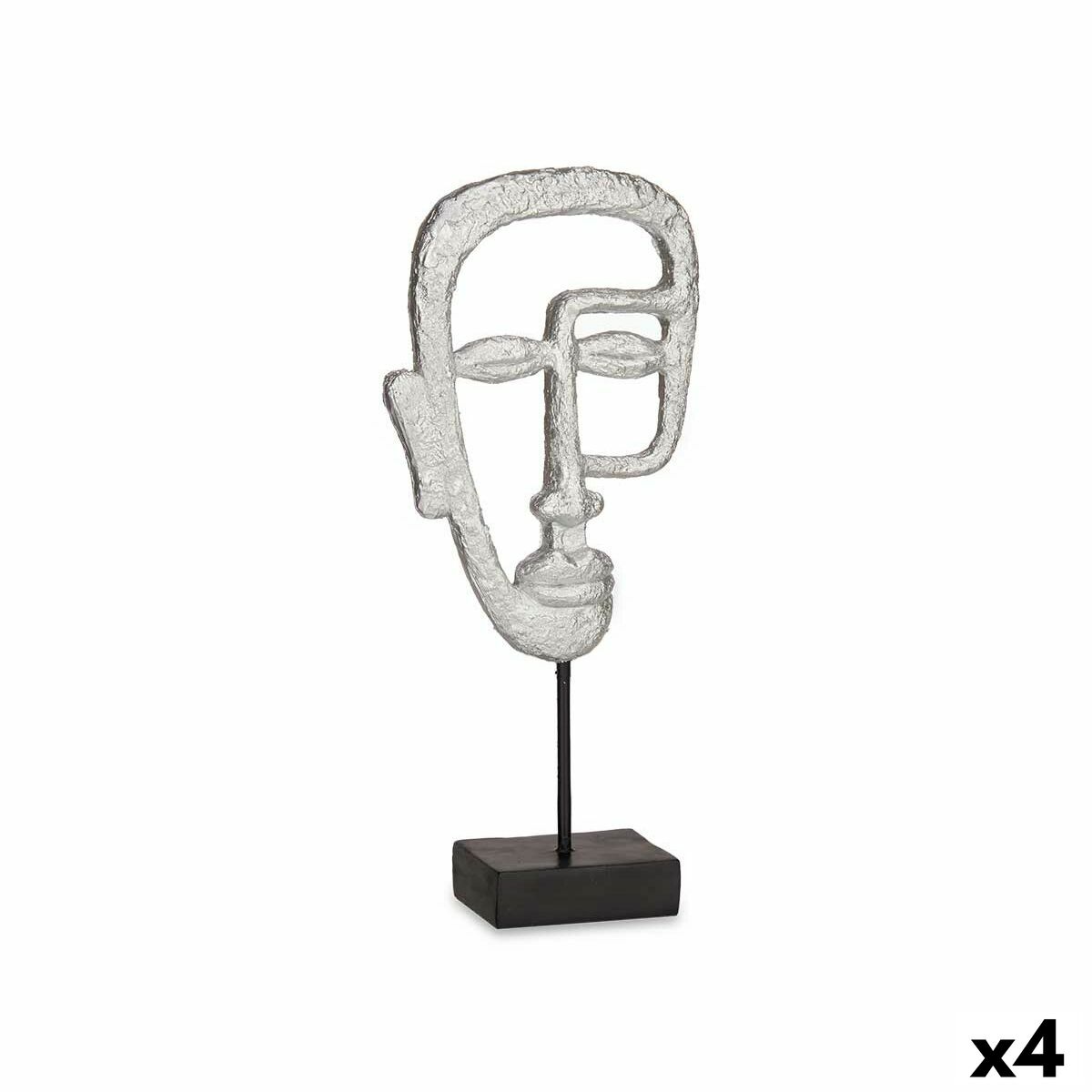 Statua Decorativa Gift Decor Argentato Argento Viso 19,5 x 38 x 10,5 cm (4 Unità)