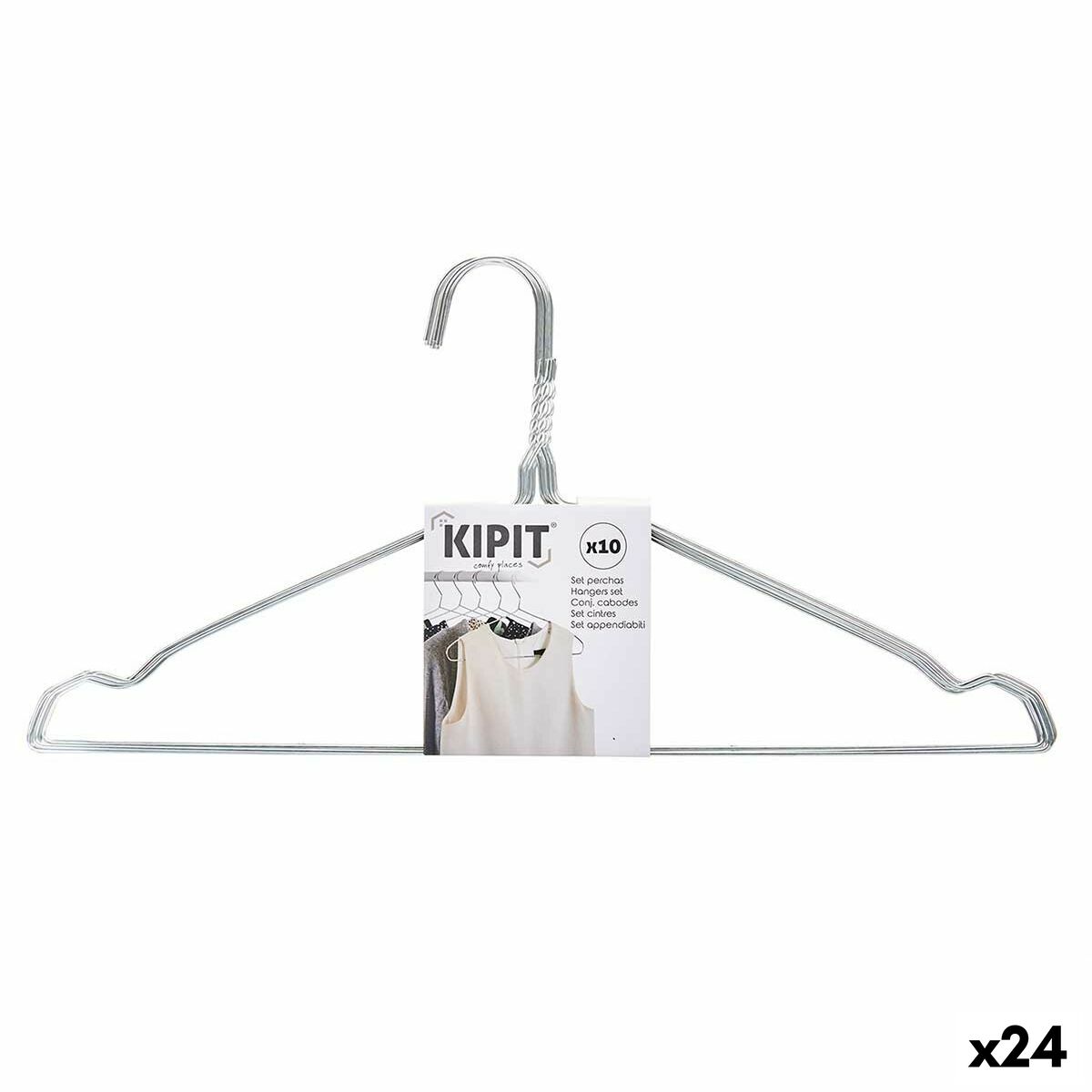 Set di Grucce Kipit Argentato Metallo 40 x 1 x 20 cm (24 Unità)