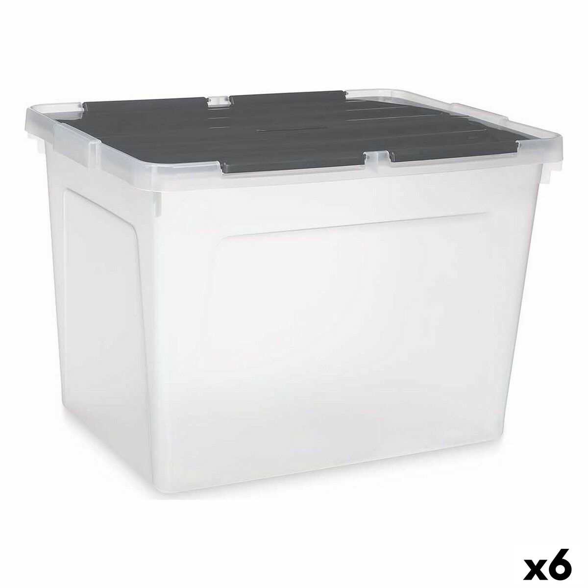 Scatola portaoggetti con coperchio Kipit Trasparente Antracite Plastica 48 L (6 Unità)