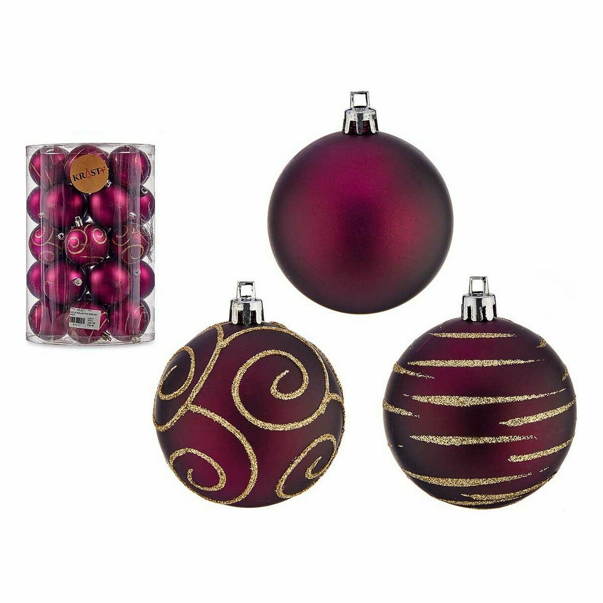 Set di palline di Natale Krist+ Viola PVC Ø 6 cm (4 Unità) - Immagine 2
