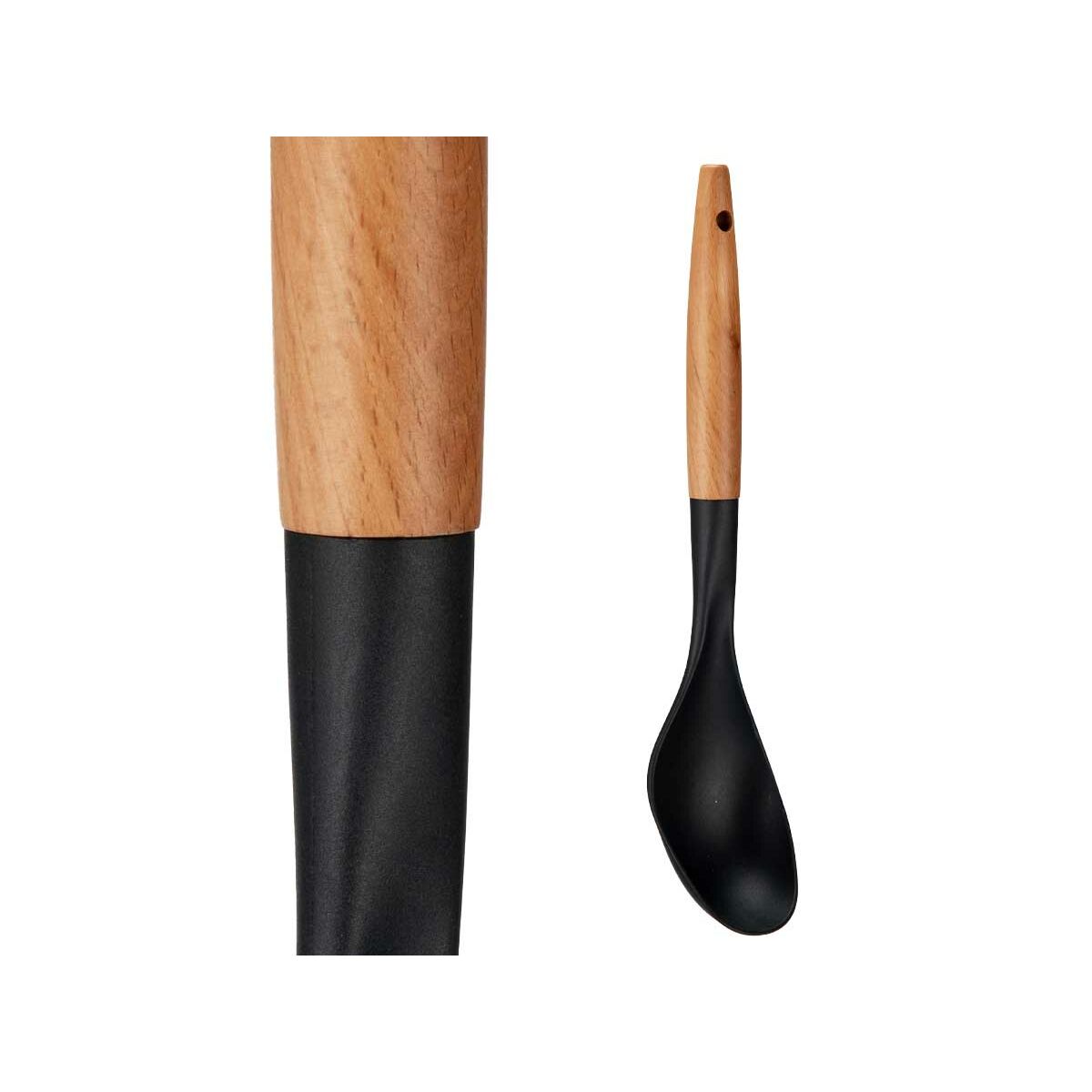 Mestolo Kinvara Nero Naturale Legno Plastica 7 x 33,5 x 3,5 cm 7 x 33,5 cm 33,5 x 33,5 x 3,5 cm (12 Unità) - Immagine 2