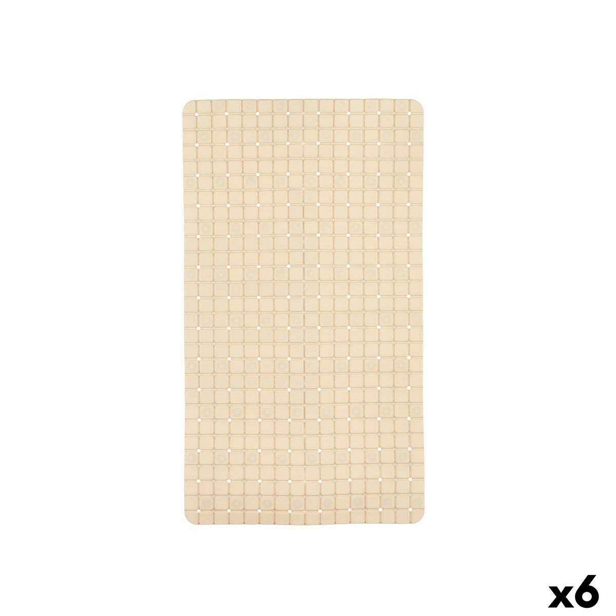 Tappetino Antiscivolo da Doccia Berilo Beige PVC 67,7 x 38,5 x 0,7 cm Quadri (6 Unità)