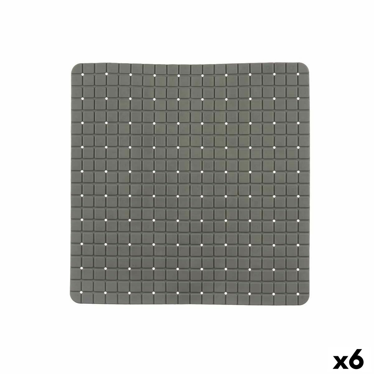 Tappetino Antiscivolo da Doccia Berilo Grigio PVC 6 x 50 x 6 cm 50,3 x 50,3 x 0,7 cm Quadri (6 Unità)