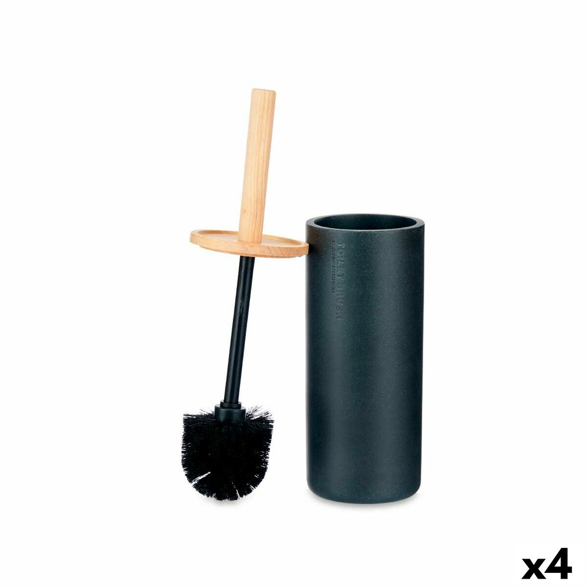 Scopino per il Bagno Berilo Nero Legno Resina 10,2 x 38 x 10,2 cm (4 Unità)