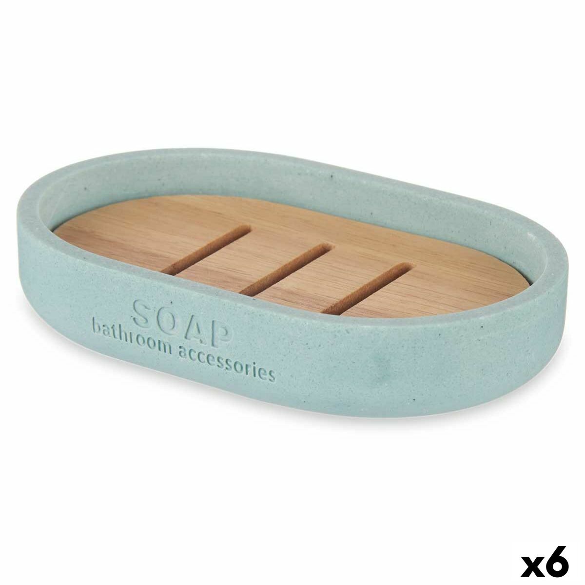 Portasapone Berilo Azzurro Resina Bambù 12,5 x 2,5 x 8,5 cm (6 Unità)