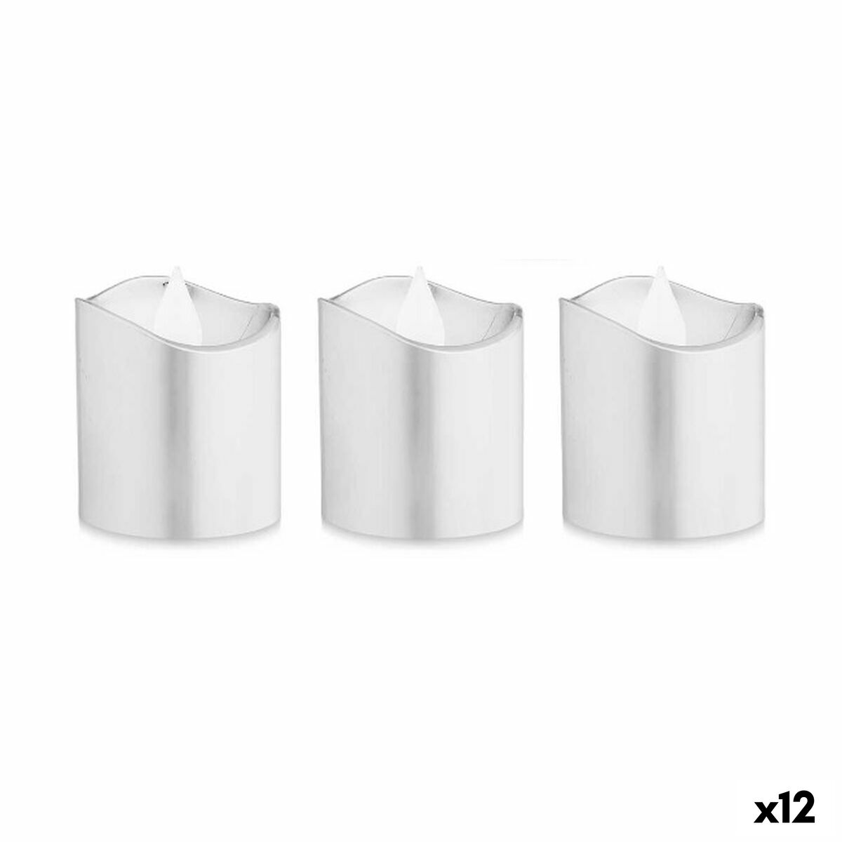 Set di Candele Gift Decor Argentato Argento 18 x 14 x 4 cm 3,7 x 3,7 x 5 cm LED (12 Unità)