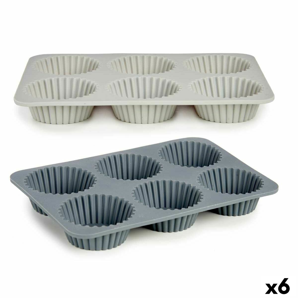 Teglia per Muffin Kinvara Grigio chiaro Grigio scuro 25,5 x 3 x 17,5 cm Muffin (6 Unità)