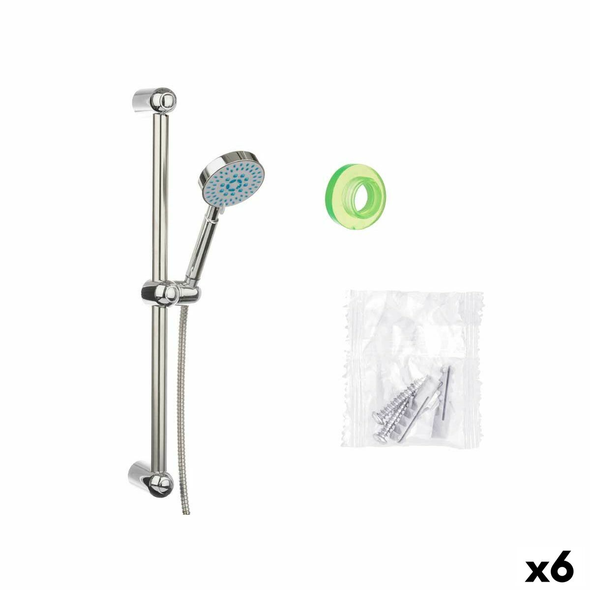 Un doccino con tubo per dirigere il getto Berilo Argentato Metallo 9,8 x 23,5 x 9,8 cm 15 x 61 x 6,5 cm Con supporto (6 Unità)