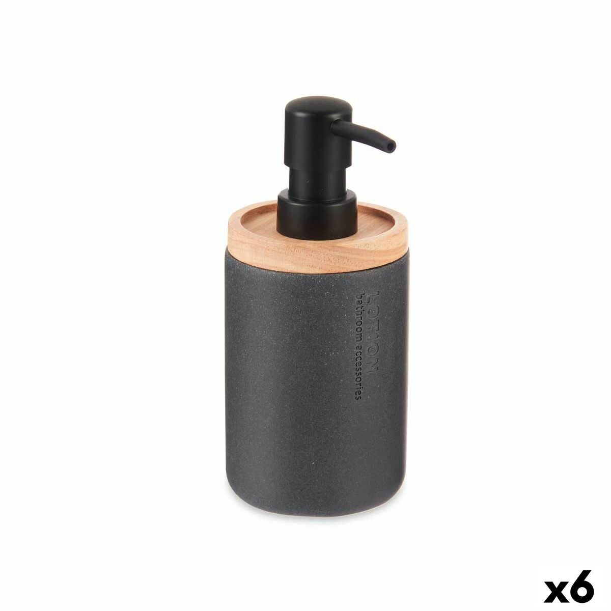 Dispenser di Sapone Berilo Nero Legno Resina Plastica 9,5 x 18,5 x 7,8 cm (6 Unità)