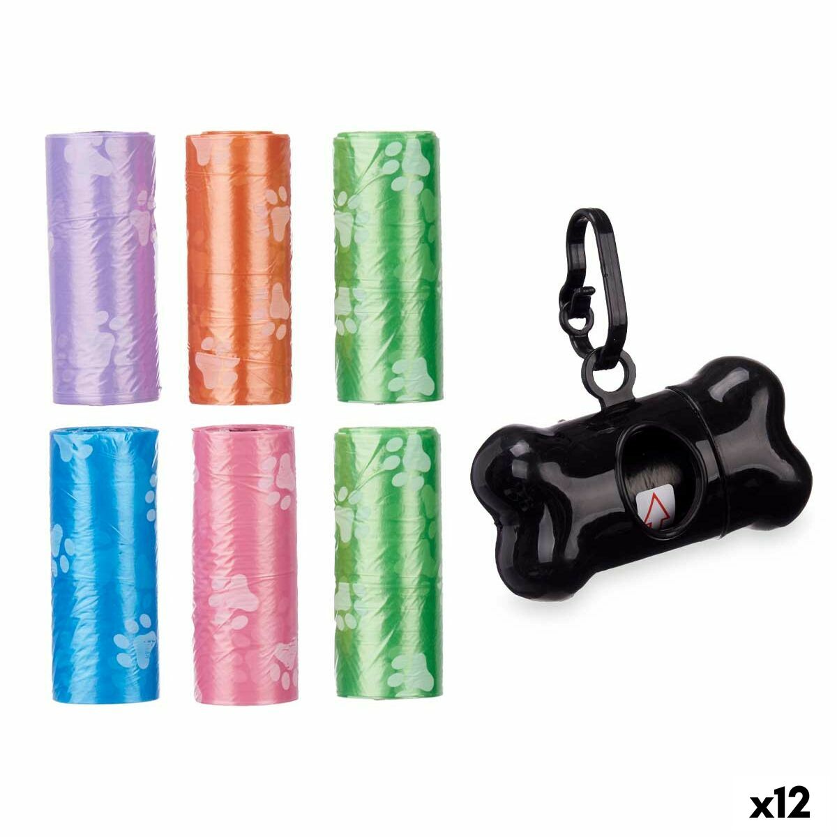 Dispenser di Buste per Animali Domestici Mascow Verde Rosa Violetta 8,5 x 28,5 x 2,5 cm 8,5 x 29 x 4 cm Set (12 Unità)