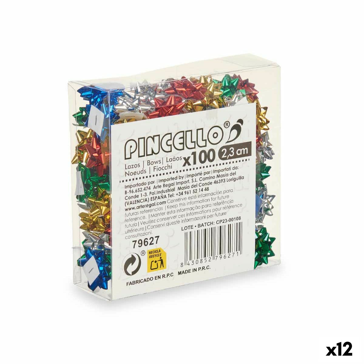 Lacci Pincello PVC 2,3 cm 12 x 12 x 4 cm Brillante Multicolore (12 Unità)