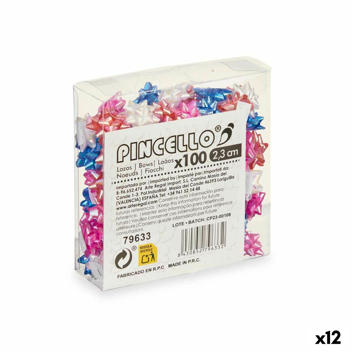 Lacci Pincello PVC 2,3 cm 12 x 12 x 4 cm Brillante Torta (12 Unità)