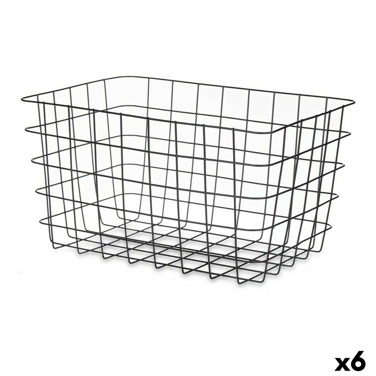 Cestino Multiuso Kinvara Nero Metallo 38,5 x 20,5 x 28 cm Rettangolare (6 Unità)