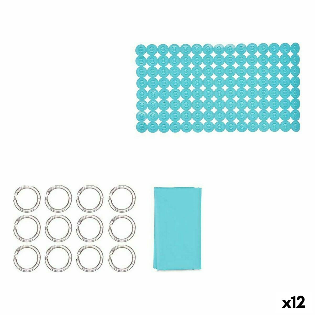 Set da Bagno Berilo Azzurro PVC Polietilene EVA 28 x 42 x 6 cm (12 Unità)