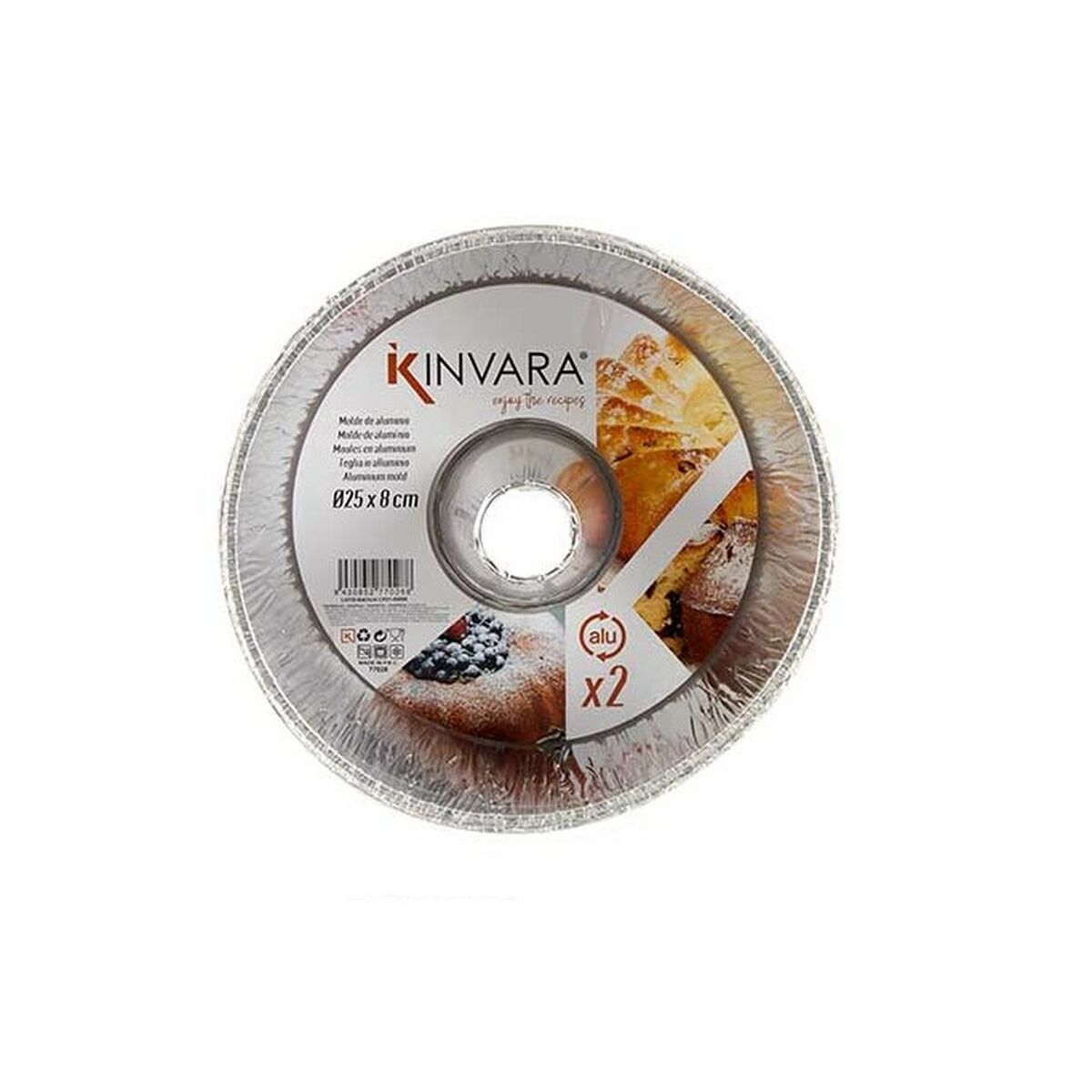 Stampo per Budino Kinvara Argentato Alluminio 25 x 7,7 x 25 cm Monouso Flan (12 Unità) - Immagine 3