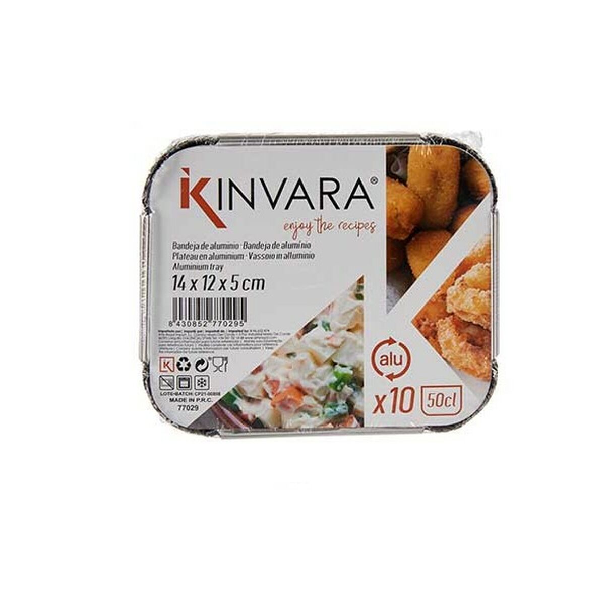Set di vassoi per Alimenti Kinvara Alluminio 14,5 x 7,5 x 12,5 cm Monouso Con coperchio (12 Unità) - Immagine 3