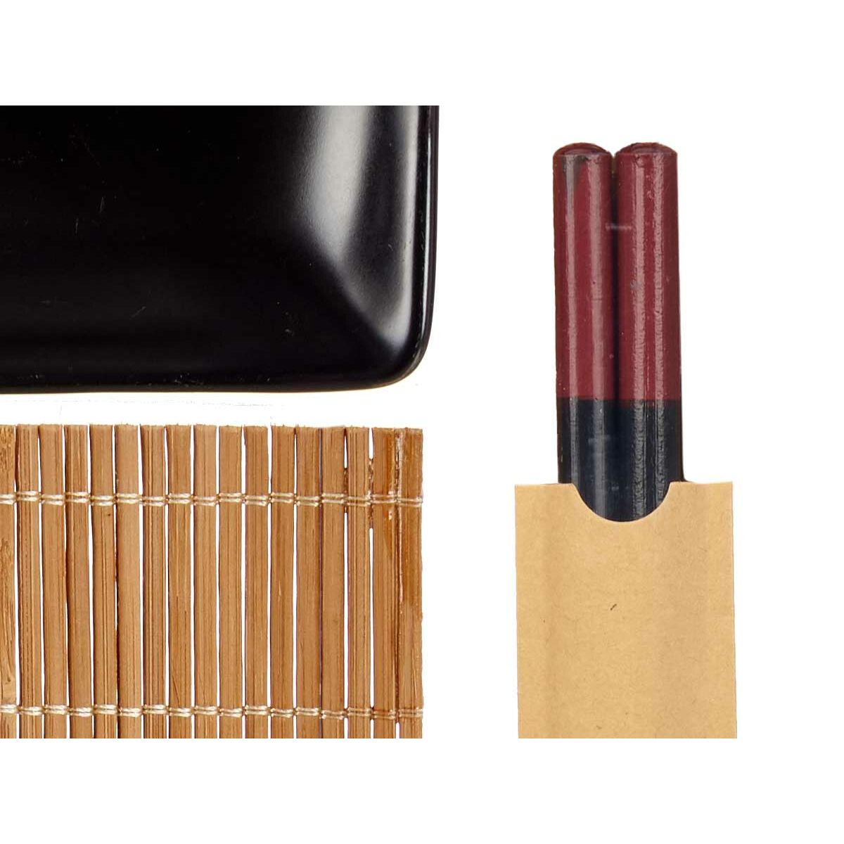 Set per Sushi Kinvara Nero Ceramica Bambù 20,5 x 3 x 27 cm (6 Pezzi) (6 Unità) - Immagine 3