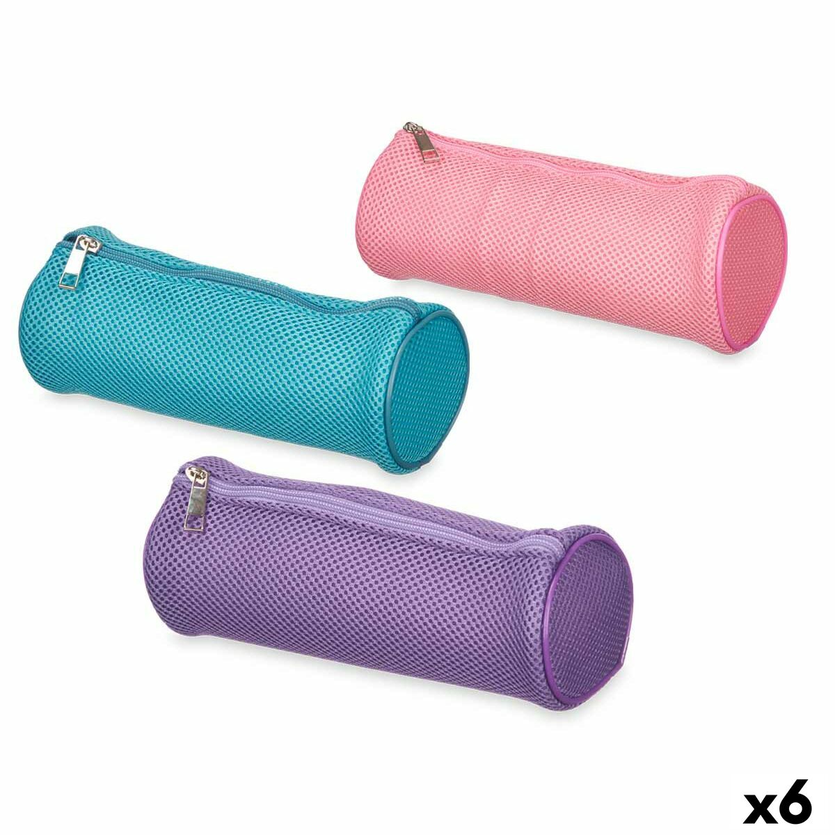 Astuccio Scuola Cilindrico Pincello Azzurro Viola Rosa 22 x 8 x 8 cm Trapunta (6 Unità)