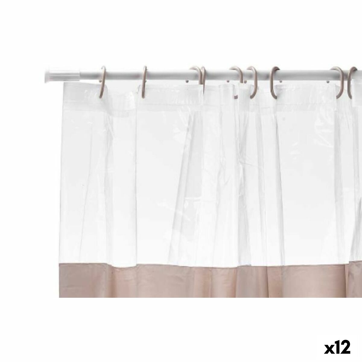 Tenda da Doccia Berilo Beige Trasparente Plastica PEVA 180 x 180 cm 16 x 28,5 x 4 cm (12 Unità)