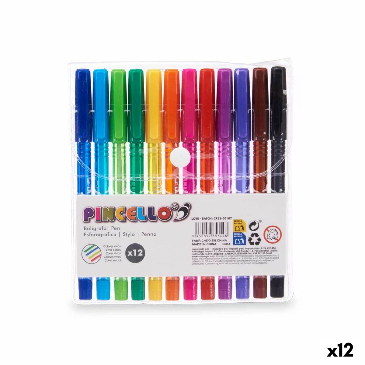 Set di Penne Pincello Giallo Azzurro Marrone Nero Rosso Verde Viola Multicolore Arancio Rosa Violetta Verde scuro Celeste (12 Un