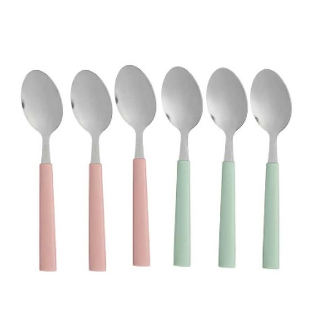 Set di cucchiai da dessert Kinvara Verde Rosa Argentato Acciaio inossidabile Plastica 15,7 cm 9 x 24 x 3 cm Dolce (12 Unità) - Immagine 2