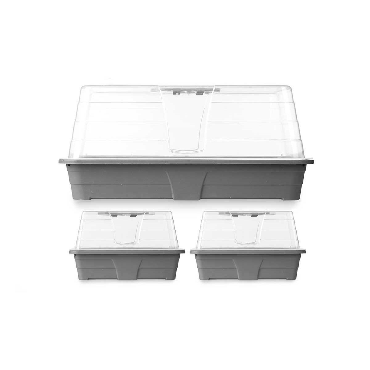 Set di Serre Ibergarden Grigio Trasparente Plastica 38,4 x 17 x 24 cm 38,4 x 18 x 24 cm 38,4 x 24,7 x 20 cm (8 Unità) - Immagine 3