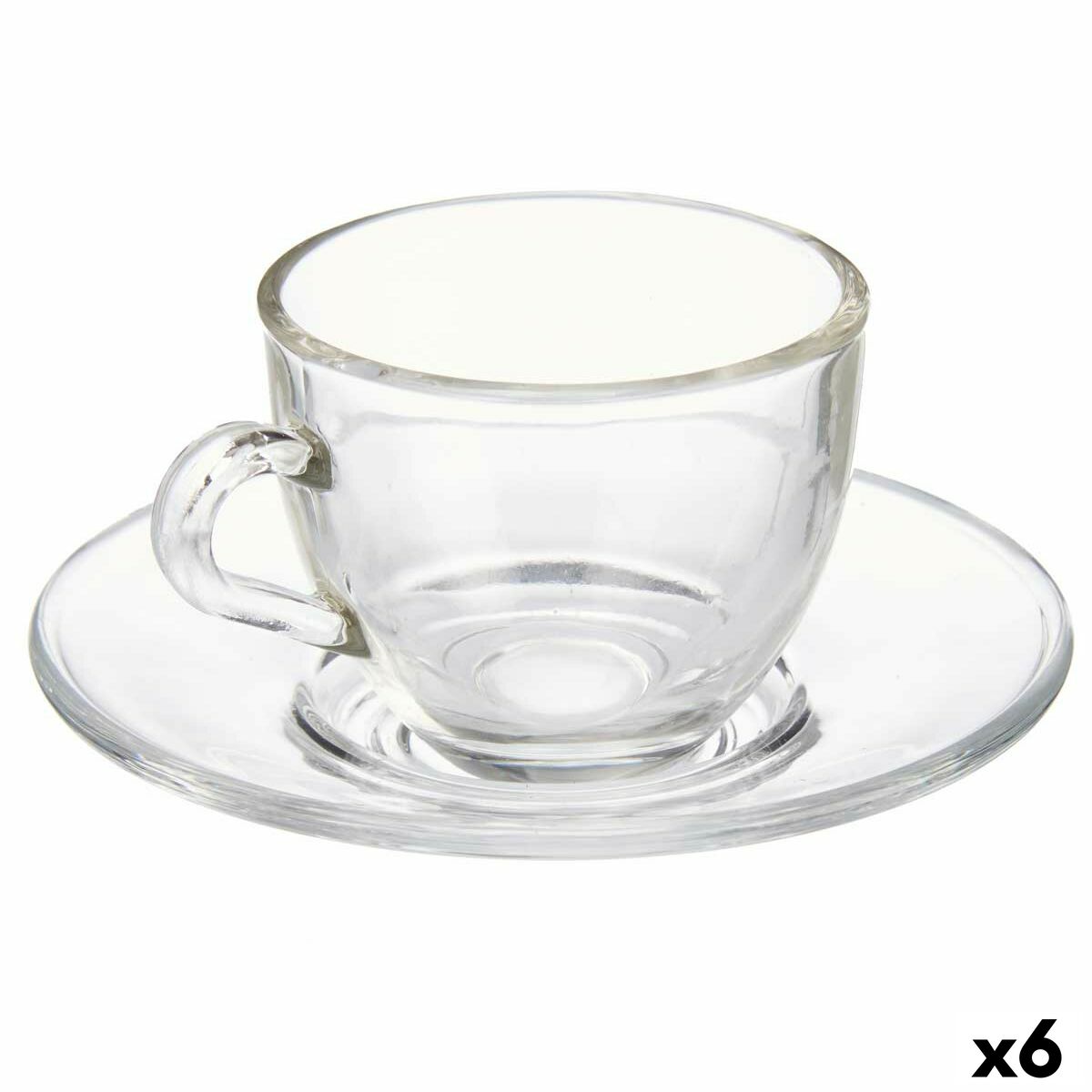 Tazza con Piatto Vivalto Trasparente Vetro 85 ml (6 Unità)