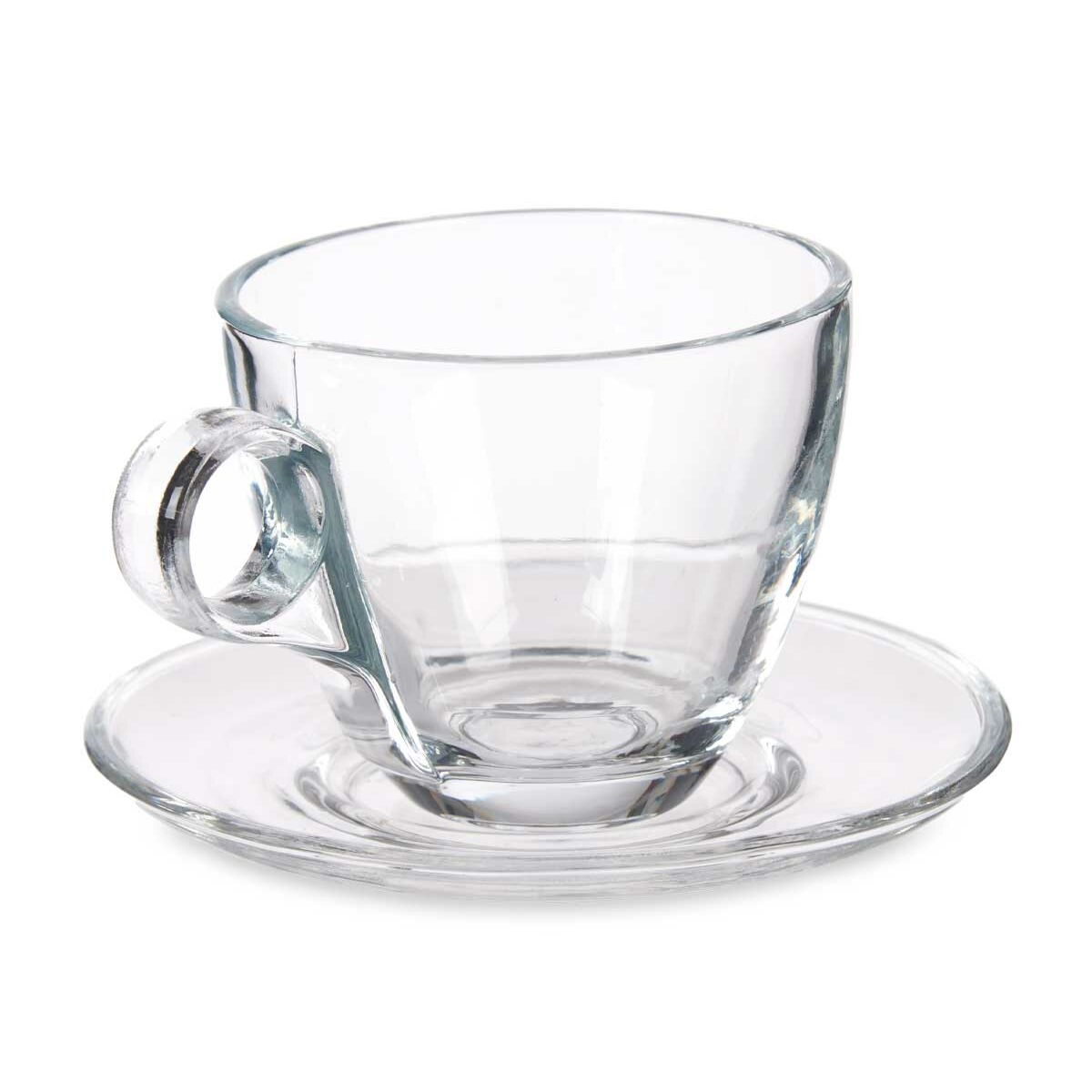 Tazza con Piatto Vivalto Trasparente Vetro 170 ml (6 Unità) - Immagine 2