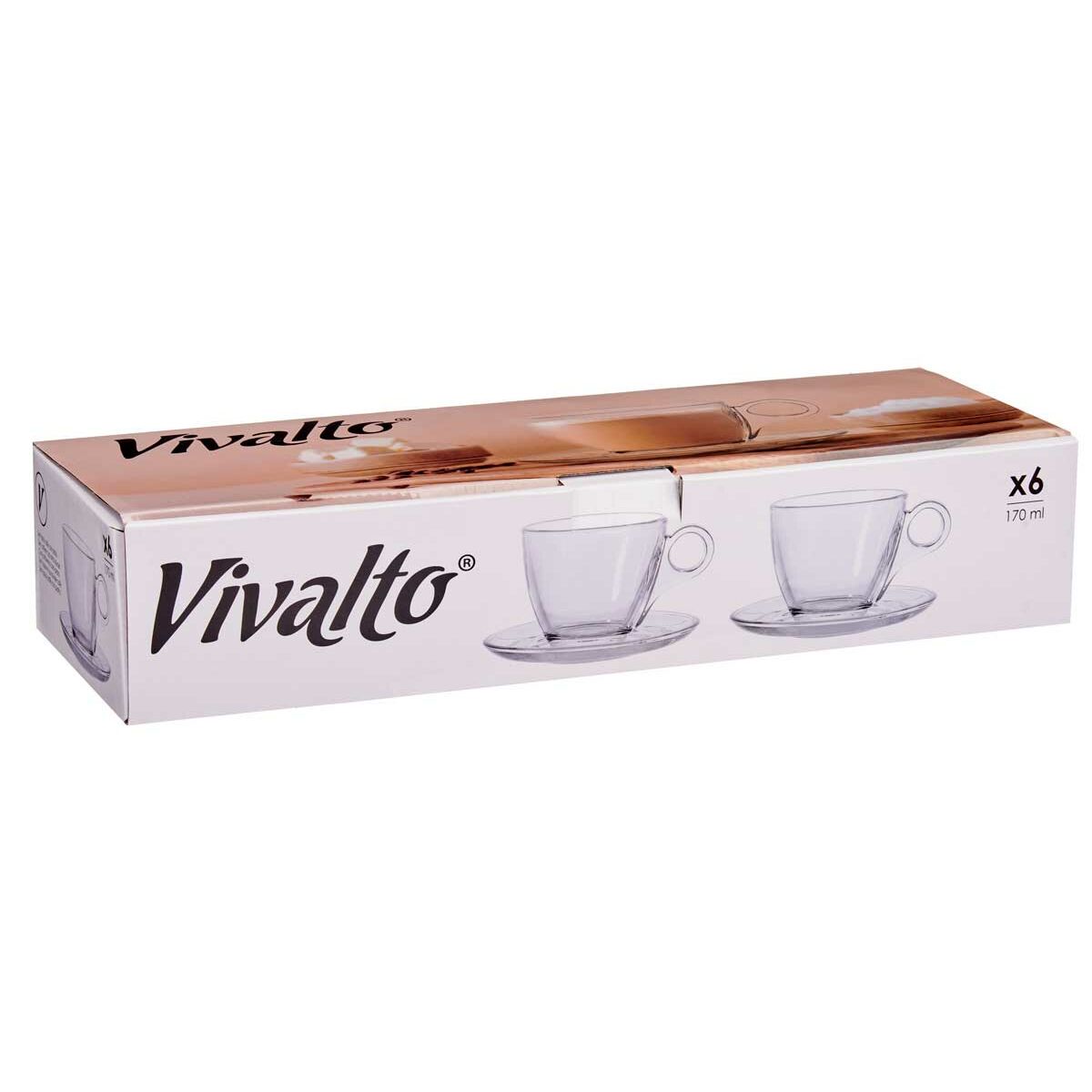Tazza con Piatto Vivalto Trasparente Vetro 170 ml (6 Unità) - Immagine 3